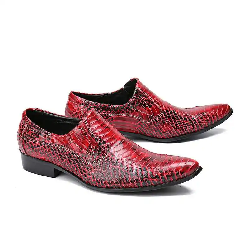 

Black Red White Men Real Leather Dress Wedding Oxfords Slip On Spring Autumn Male Italian Derby Oxfords Formal Oxfords