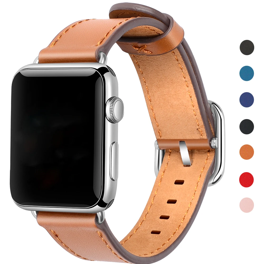 Кожа часы ремешок для Apple Watch 38 мм 42 чёрный Коричневый Красный замена iWatch серии 1 &amp