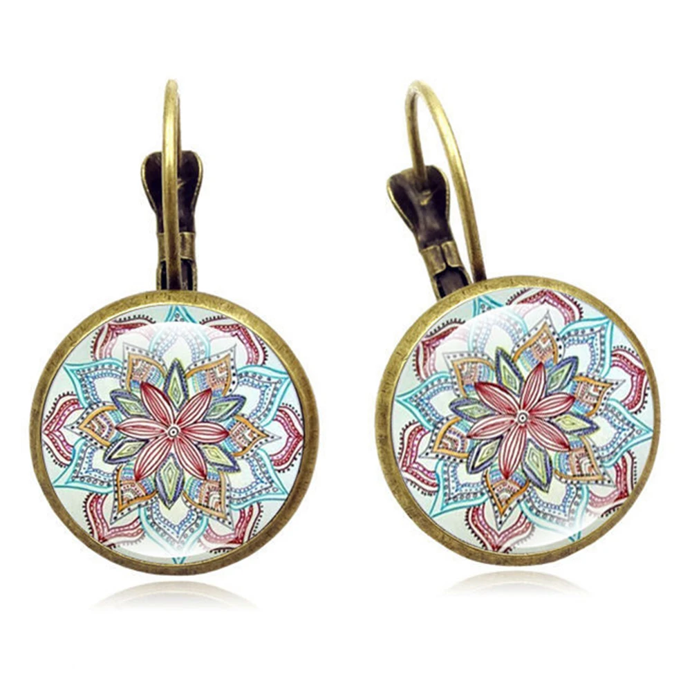 Винтажные уникальные женские серьги-Крючки из сплава с цветком мандалы