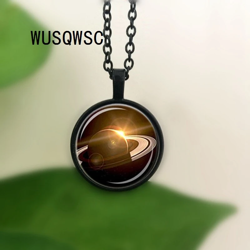 WUSQWSC Оптовая арт стиль ожерелье с фото стекло кабошон планета Сатурн Винтаж
