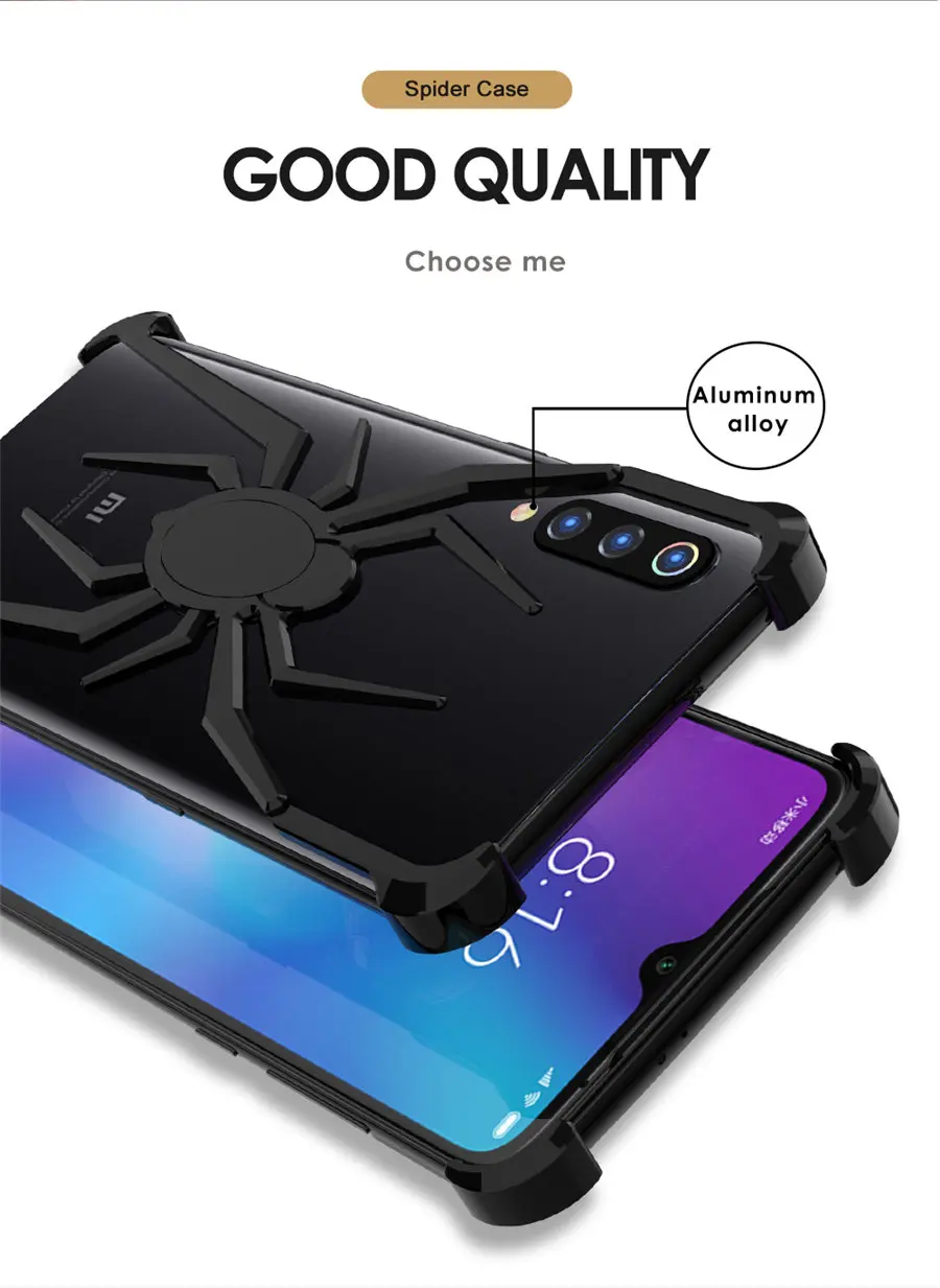 Металлический бампер с пауком для Xiaomi mi 9, чехол для Xiaomi mi 9, чехол Xio mi 9, роскошный стильный противоударный чехол