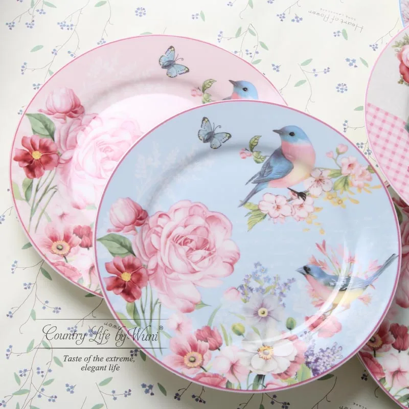 Европейская сельская костяная китайская посуда и тарелки фарфоровая десертная