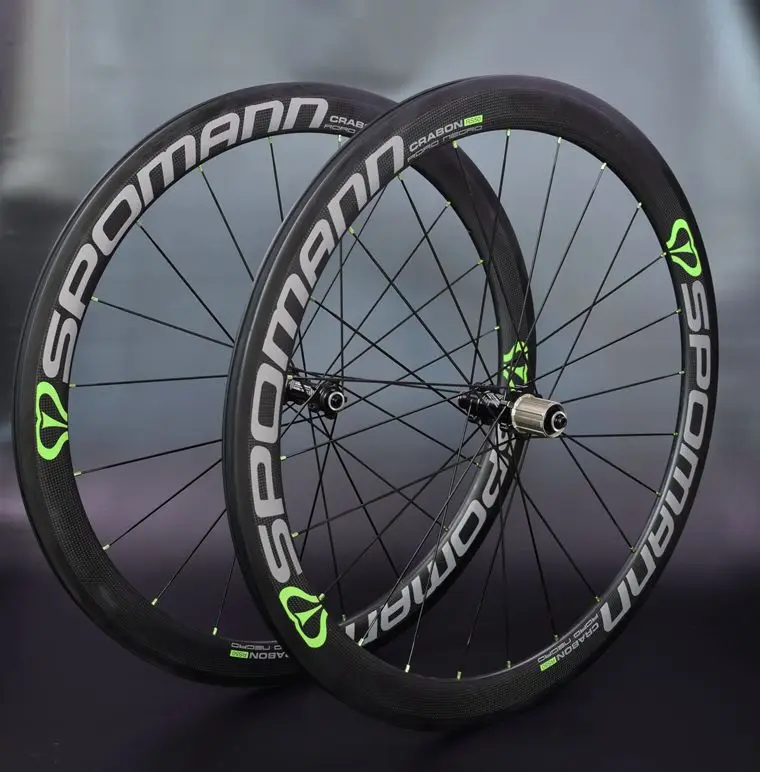 Green SPOMANN 700C карбоновая Колесная 50 мм 3 к матовые колеса для шоссейного велосипеда 11 скоростей V тормоз Roue Carbone Pour Velo Route запчасти для велосипеда - Цвет: Green