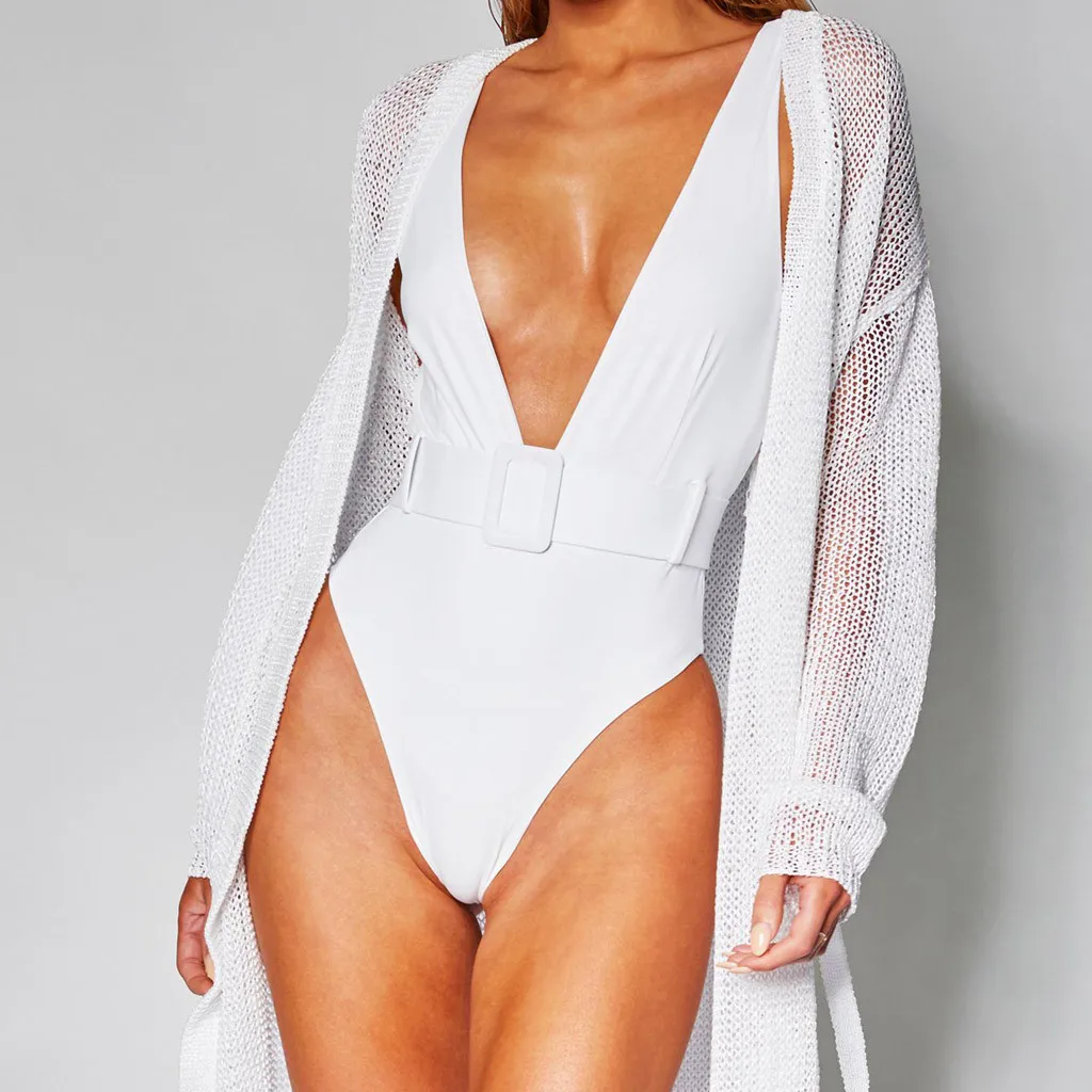 Сексуальный женский Одноцветный купальник бикини с пуговицами пуш ап пляжная