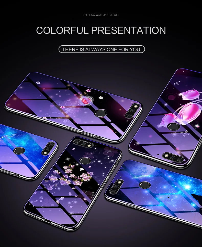 Чехол из закаленного стекла синего цвета для Huawei Honor 7C 7X 7A 8 9 Mate 10 20 P20 Lite Pro Чехол для Note10 роскошный чехол с покрытием Fundas