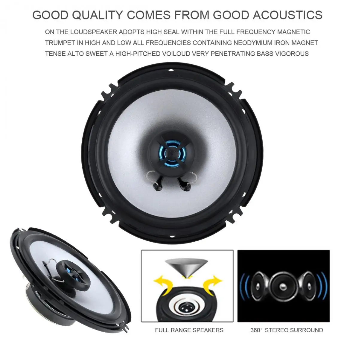 LaBo 2 шт. автомобиль бас Динамик s Way 100W 6 5 дюймов автомобиля Hifi коаксиальный полный
