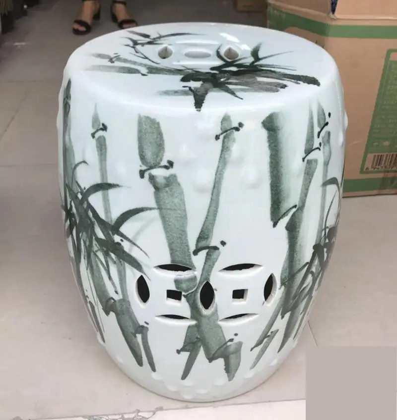 Керамический табурет Jingdezhen с ручной росписью бамбуковый круглый безопасный из - Фото №1