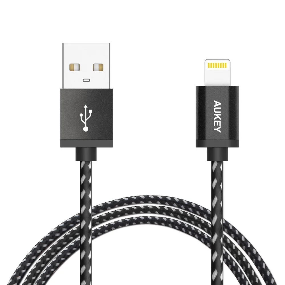AUKEY MFI Aple 8 Pin Lightning to USB Cable For Cavo iPhone 4S 5 SE 6 6s 7 plus iPad Nylon Braid Fibre fast charging Device | Мобильные