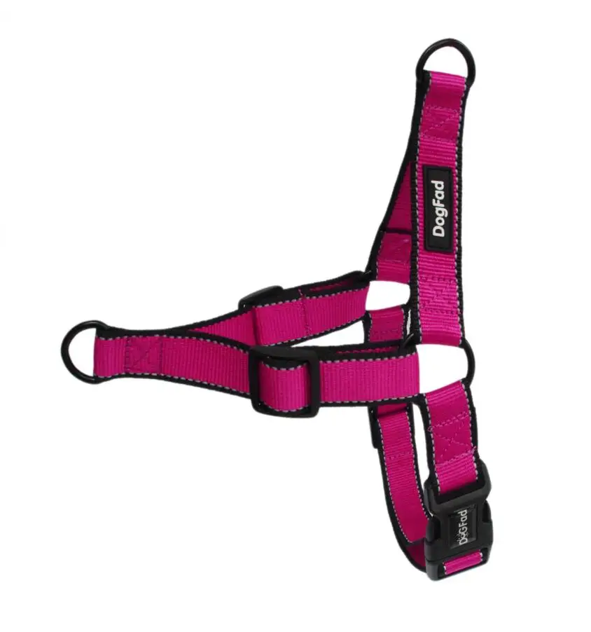 Rose red harness Легкоходный поводок для собак, Нейлоновый Регулируемый поводок для собак, для маленьких, средних, больших, два поводка, крепления, тренировочный поводок для бега - Цвет: Rose red harness