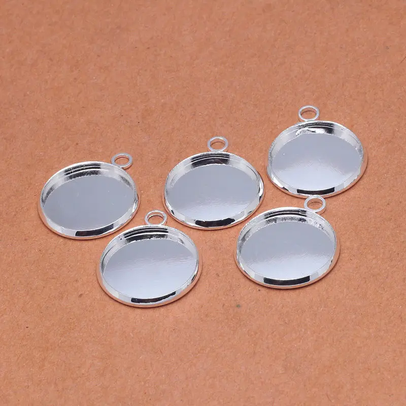 Круглый Кулон Кабошон Установка база посеребренный металл медь модные ювелирные