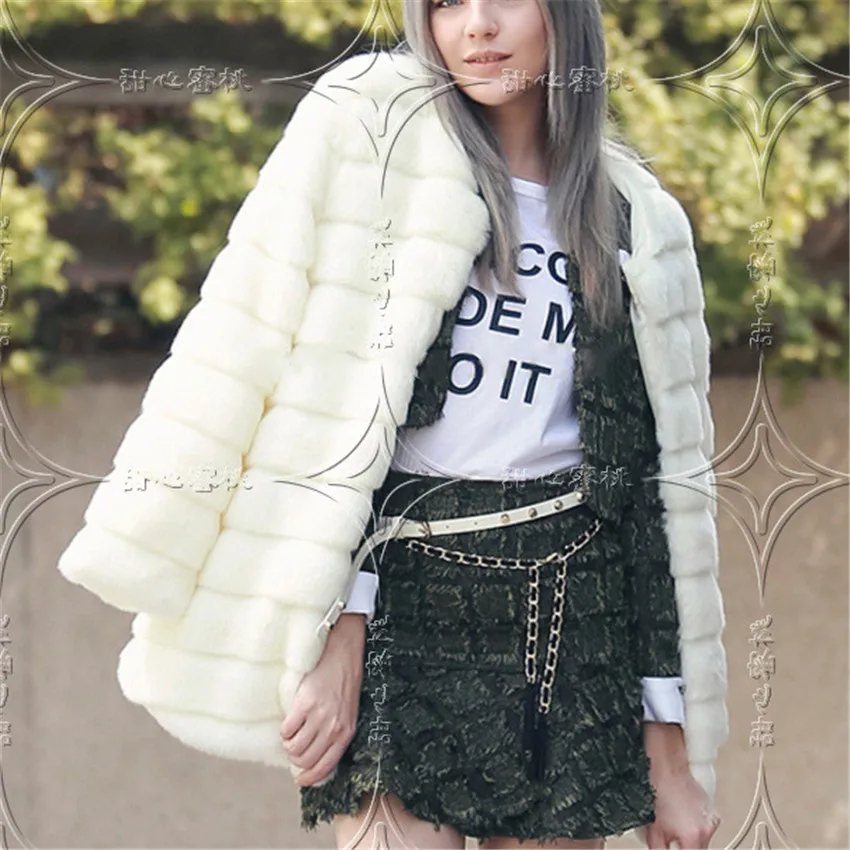 LANSHIFEI T0079 парка с искусственным кроличьим мехом для отдыха женская зимняя куртка