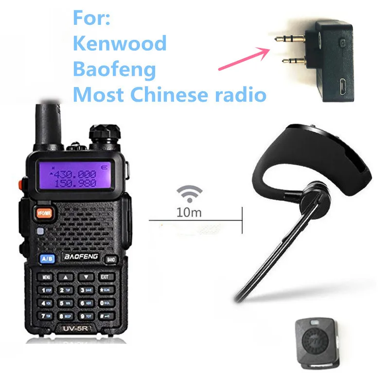 For UV-5R Иди и болтай Walkie talkie “иди и Bluetooth PTT Хэндс фри беспроводные наушники гарнитура с микрофоном для BaoFeng UV-82 UV-5R BF-888S TYT двухстороннее радио - Цвет: For UV-5R