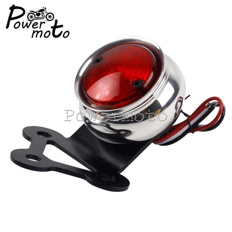 

Motorcycle Chrome Brat Style LED Taillight Brake Stop Lamp License Plate Light Rear Tail Lights For Harley Cafe Racer Chopper