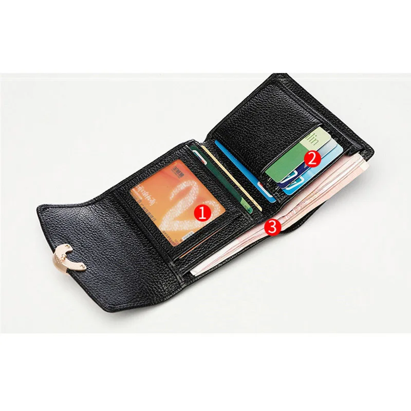 Womens Wallets Genuine Leather Small Women Short Wallet Hasp Black Linge 2018 Fashion Female Purses Lady Portfel Damski | Багаж и сумки