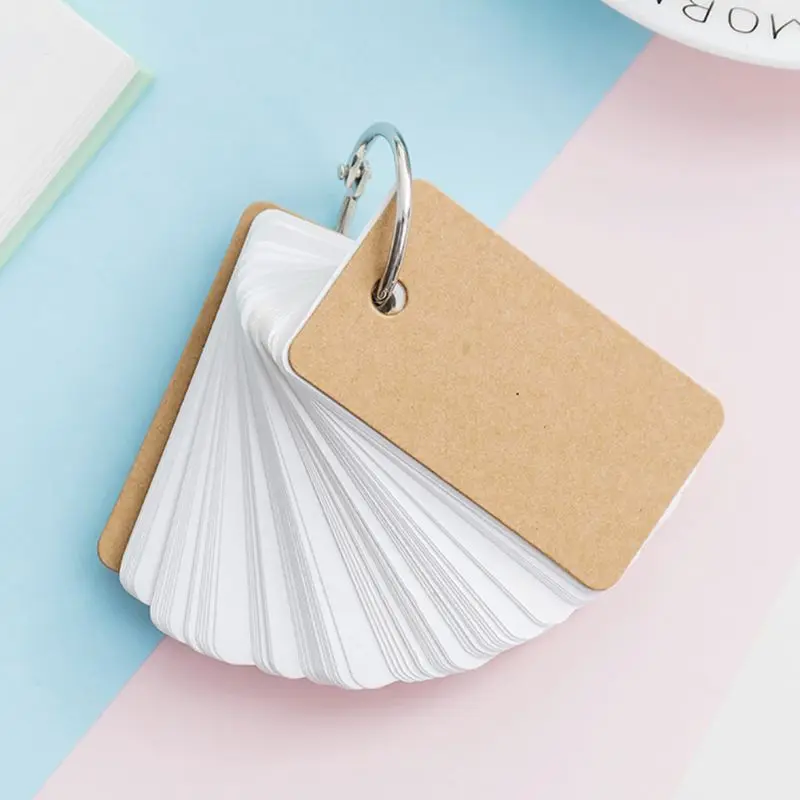 Simple DIY Index Cardboard Cover Blank Paper Card Memo Pad Bookmark Binder Rings School Office Supply | Канцтовары для офиса и