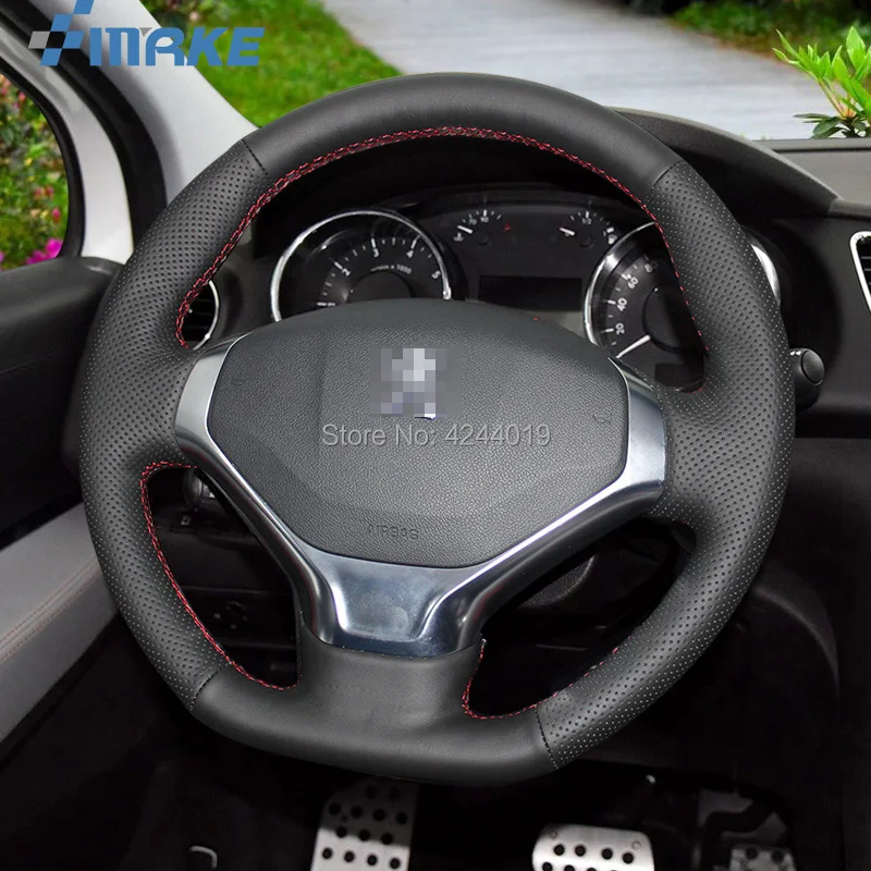 

Чехол на руль для Peugeot 3008 13-15, черный кожаный чехол «сделай сам» для ручного шитья, аксессуары для автомобиля
