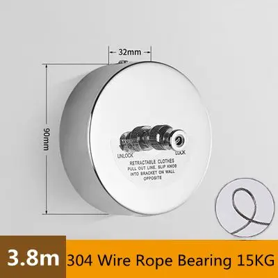 Chrome 304 Wire Rope 2,8 м наружная Выдвижная сушилка для одежды из нержавеющей стали, противоскользящая Домашняя одежда, веревка для белья, вешалка для одежды - Цвет: Chrome 304 Wire Rope