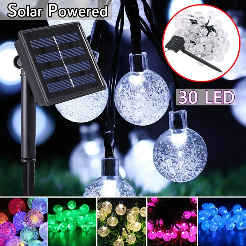 Солнечные 6M30LEDS водонепроницаемый Солнечный Шар Сказочный свет для сада