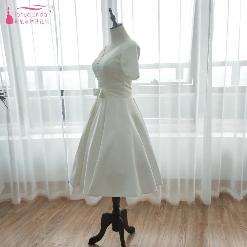Платье с коротким рукавом для свадьбы 2018 винтажное Бальное До Колена 1950S простой