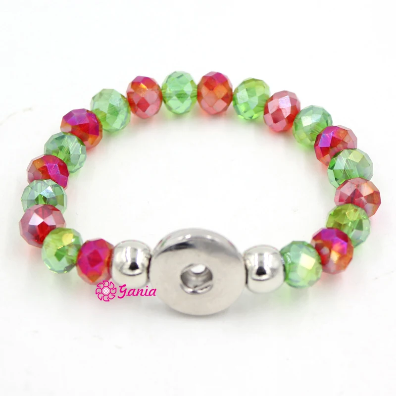1PC Bracelet 6PCS Button Interchangeable 18mm Snap Jewelry Red Green Crystal Beaded Stretch Christmas Bracelets Gifts for women | Украшения