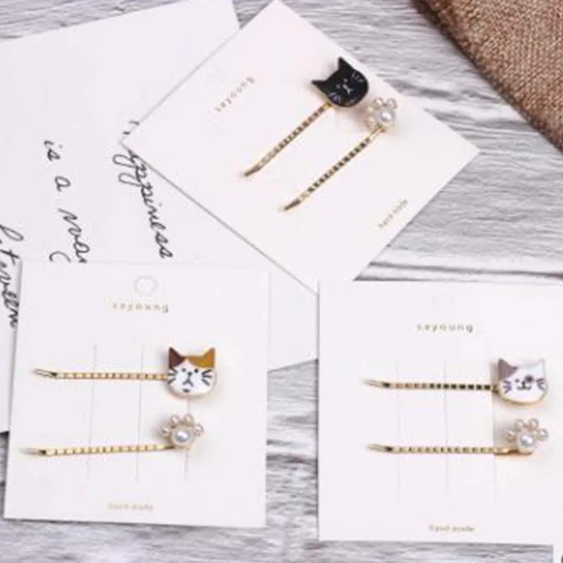 1pair Korean Metal Hair Clips Heart Star Cat Bobby Pin Women Girls Pearl Barrette Hairpin Headdress Accessories | Красота и здоровье