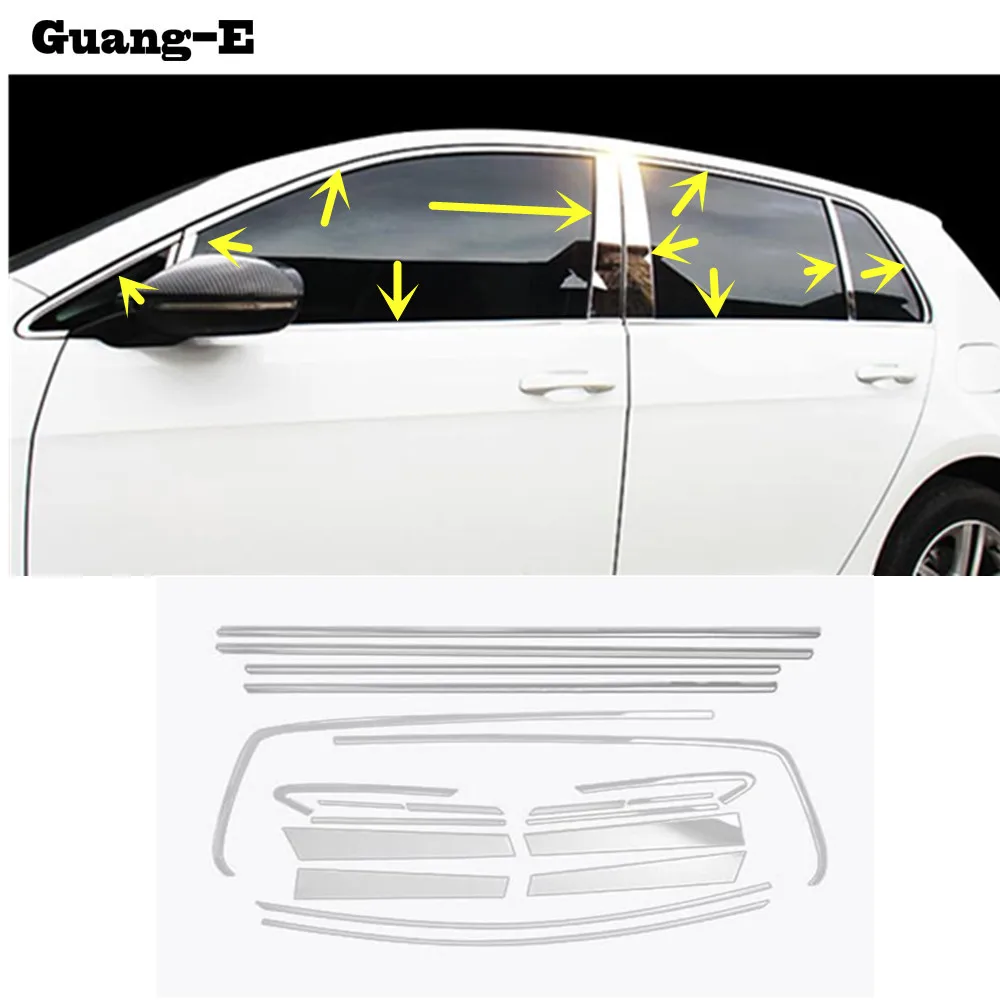 Для VW Volkswagen Golf7 Golf 7 2014 2015 2016 2017 автомобиля Нержавеющая сталь Стекло гарнир столб
