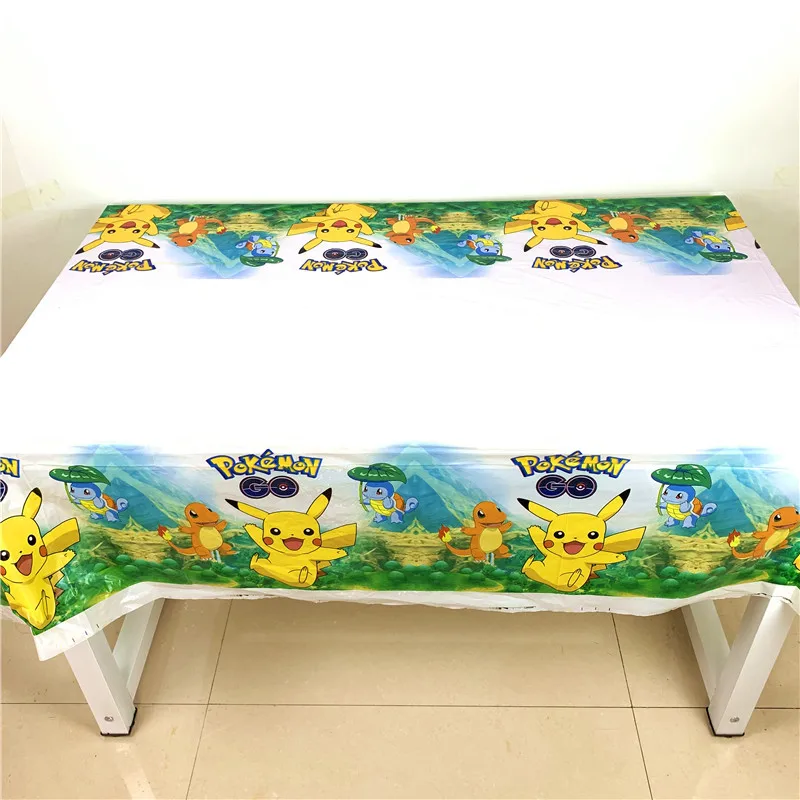 Tablecloth-1-1pcs Для 10 человек для маленьких мальчиков и взрослых, принадлежности для дня рождения, вечерние наборы для украшения с Пикачу, Покемон го, Бумажная гирлянда, чашки, ребенок, Душ - Color: Tablecloth-1-1pcs