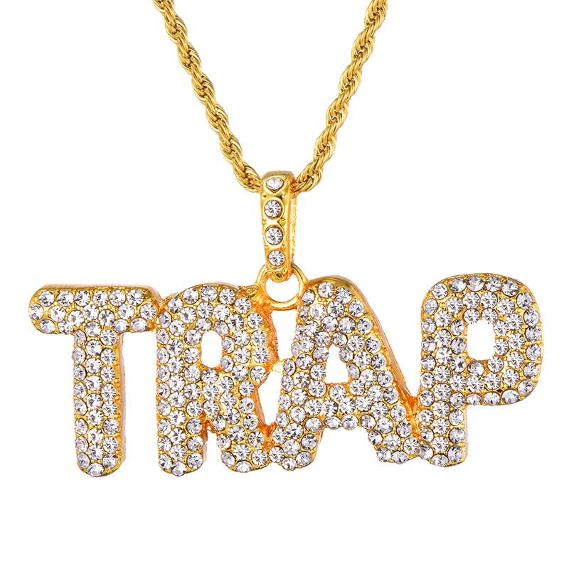 Буквы слова полный страз Bling Iced Out цепочка подвески и ожерелья для мужчин хип хоп