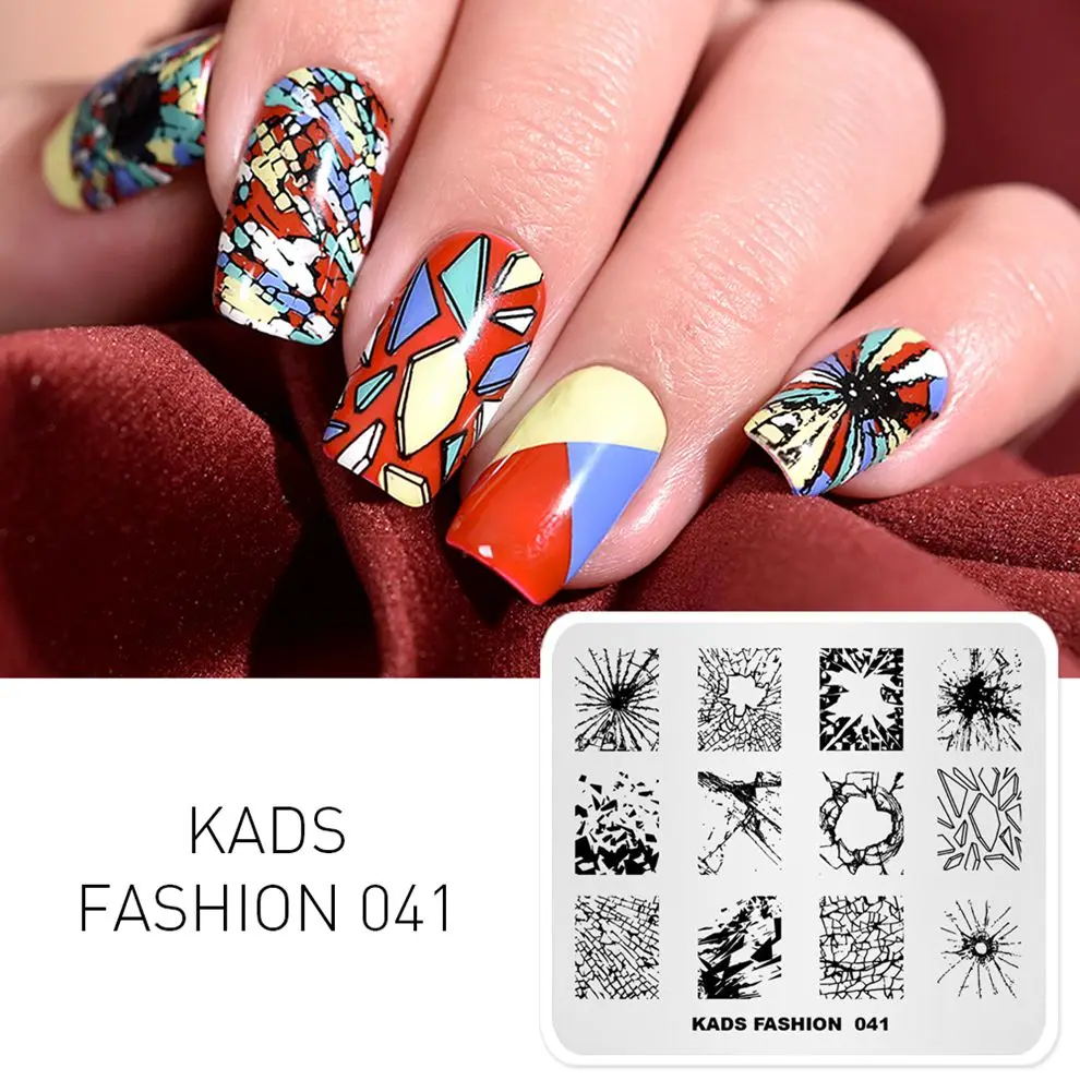FASHION 041 KADS шаблоны для дизайна ногтей 7*8 см прямоугольные трафареты для ногтей различные узоры штамповочный трафарет для ногтей 14 дизайн доступный дизайн - Цвет: FASHION 041