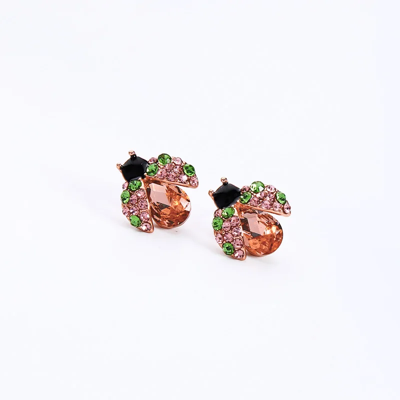 Rose Gold Color Kissme, изысканные Кристальные стеклянные серьги-гвоздики в виде Божьих косточек для женщин, вечерние серьги, подарки, серьги из сплава, модные ювелирные изделия, аксессуары - Окраска металла: Rose Gold Color