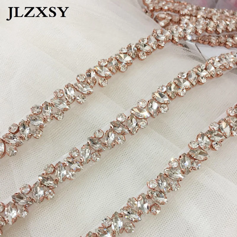 JLZXSY 1 ярд модные серебристые золотые стразы Хрустальная отделка для свадебного