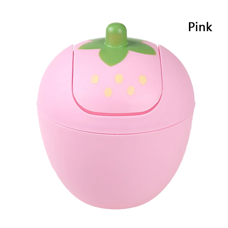 Pink Креативное клубничное мини ведро для хранения настольное мусорное ведро ящик для хранения офисный инструмент маленький мини портативный милый мусорный ящик Органайзер - Цвет: Pink