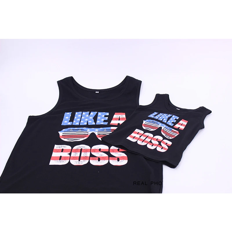 Семья подходящая друг к другу одежда 2018 летнее платье без рукавов Отец и сын