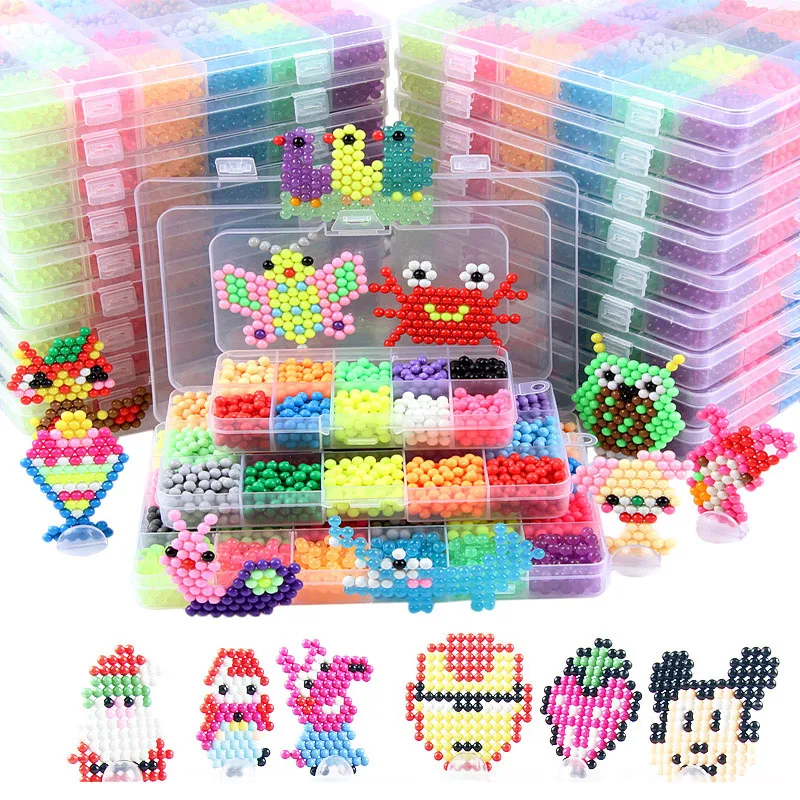 PIP игры 24 цвета водяные бусины игрушки sticky perler pegboard набор предохранителей 3D