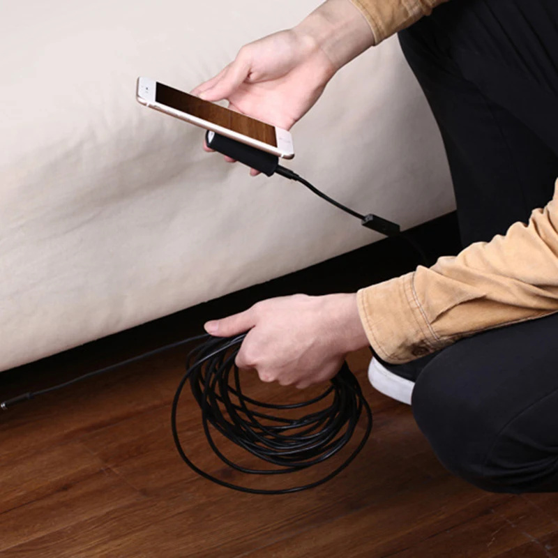 WIFI эндоскоп камера Мини водонепроницаемый мягкий кабель Инспекционная 8 мм 1 м USB