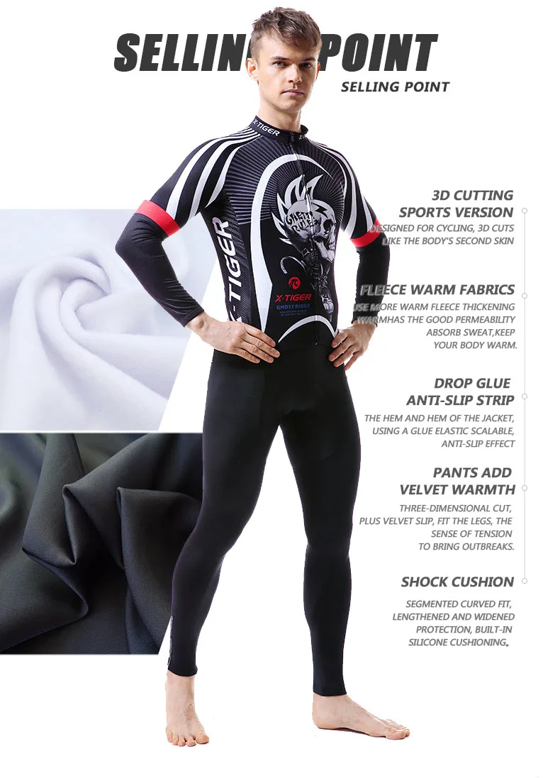 X-Tiger, зимний термальный флисовый комплект для велоспорта, Майо, Ropa Ciclismo, супер теплая одежда для горного велосипеда, одежда для велоспорта, комплект для велоспорта