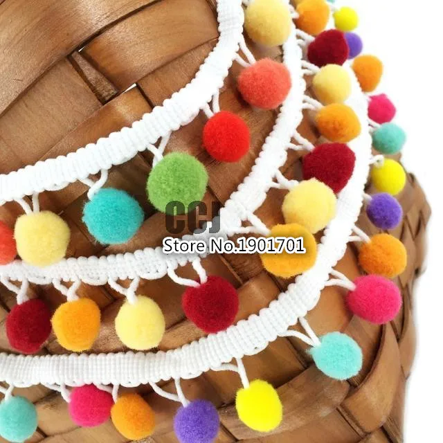 5 ярдов цветной крошечный помпон (размер Помпона 15 мм) отделка украшение кисточка