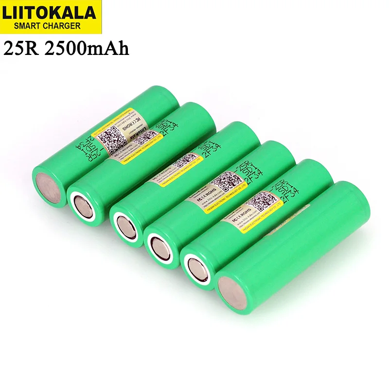 

6PCS Liitokala INR18650-25R 18650 2500mAh 3.6V lithium Rechargeable battery 20A discharge batteries