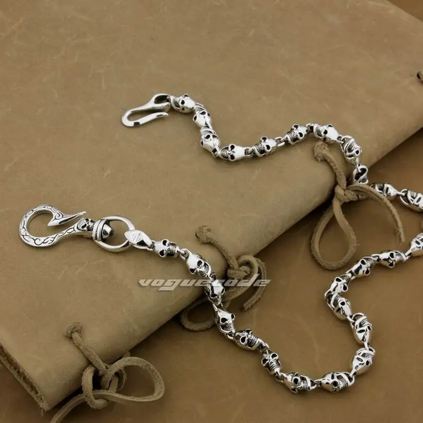 Женский серебряный брелок с крупными тяжелыми черепами мужской Байкерский рок