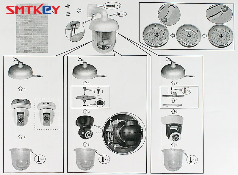 SMTKEY открытый применение ip-камера корпус для видеонаблюдения IP Pan Tilt камера Открытый водонепроницаемый купол корпус