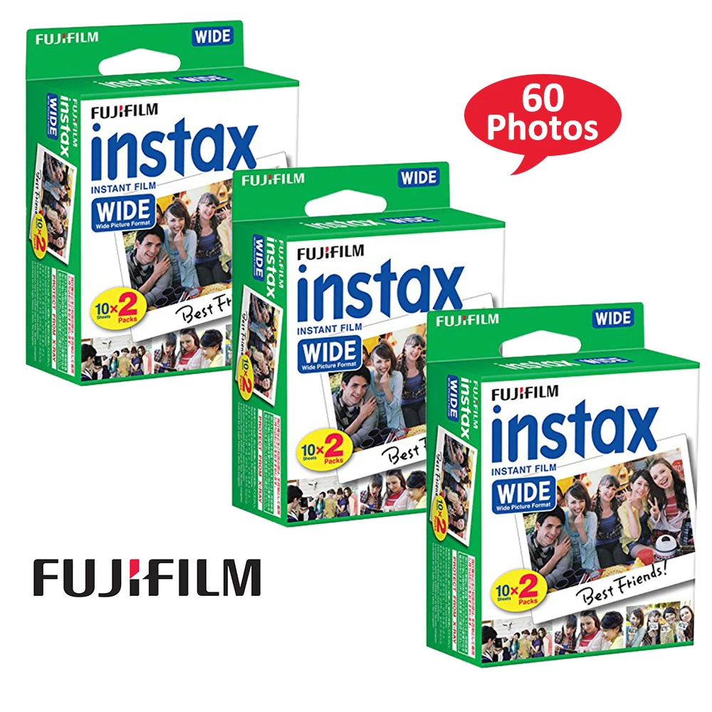 Оригинальная пленка Fujifilm Instax 60 листов белая фотопленка для Fuji Instant Polaroid