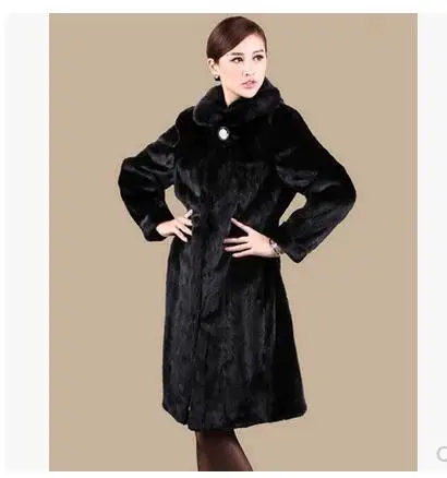 black Черные/белые женские куртки из искусственного меха норки, длинные женские повседневные меховые пальто большого размера, зимние осенние меховые пальто Xs/4Xl C30 - Цвет: black