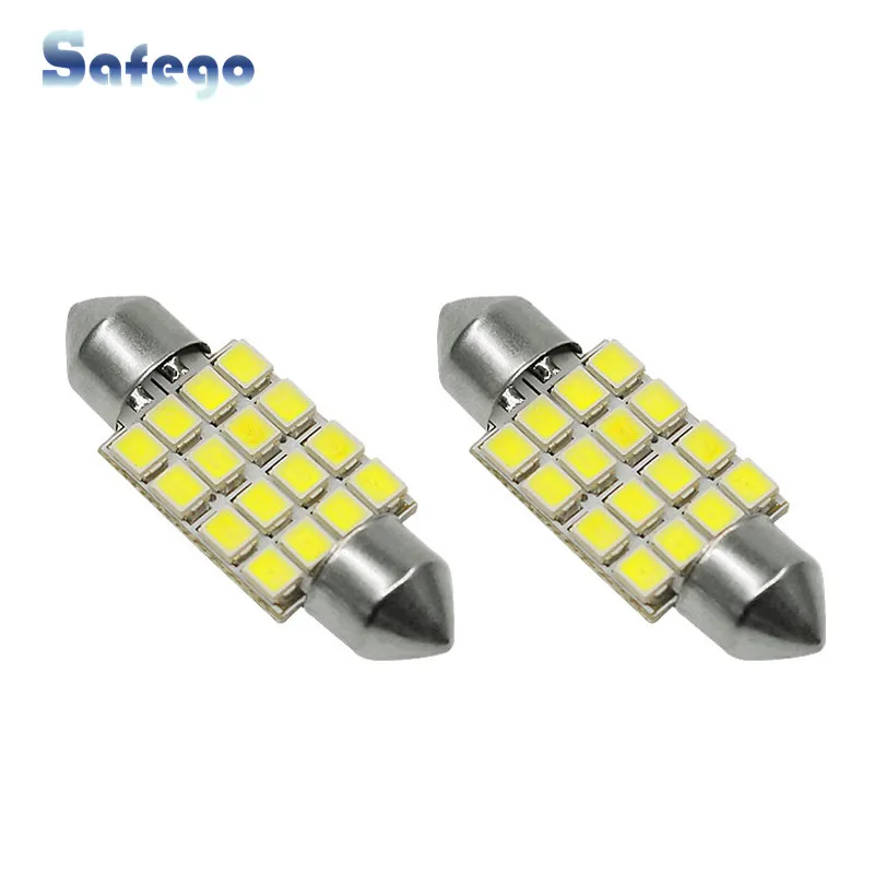 Safego 2 шт. 3528 Автомобильный светодиодный фестон лампы 31 мм 36 39 42 16SMD укрыты