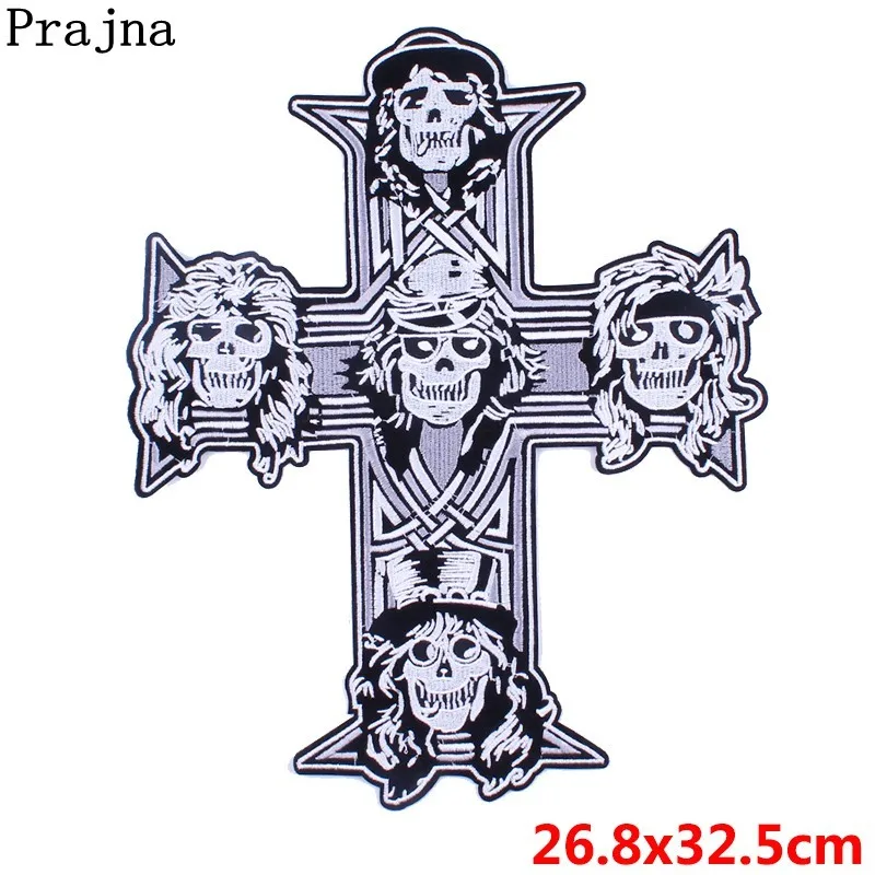 Prajna нашивки в стиле панк пистолеты N Розы череп железные наклейки большая вышивка нашивки для байкеров одежда большие нашивки Лидер продаж - Цвет: Фиолетовый