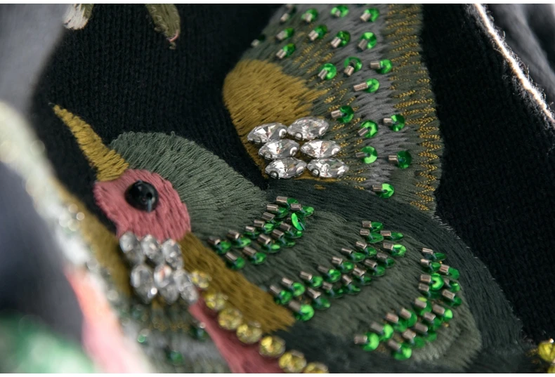 Новое поступление осенне-зимние свитера с бриллиантами Модные женские черные