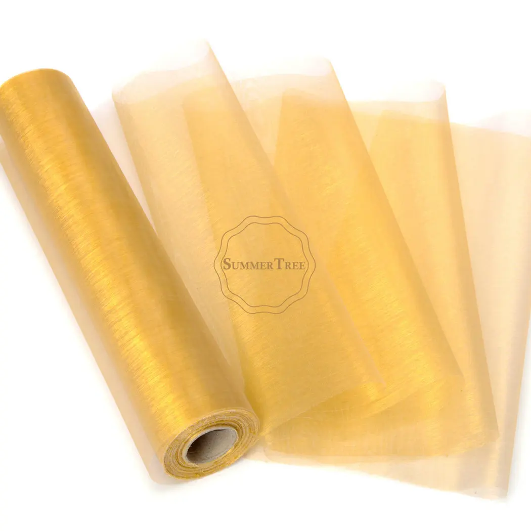 Золотая прозрачная органза 5 рулонов 25 м x 29 см|organza roll|diy weddingwedding party |