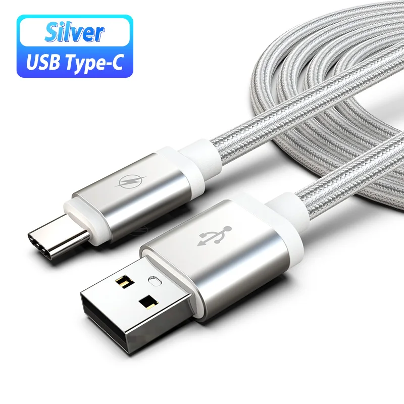 Кабель type-C 3 м, 3 метра, кабель Usb type-C 3,1, кабель для быстрой зарядки, кабель для Realme 5 Pro X Q Xiaomi mi 9 Red mi Note 8 Pro - Цвет: silver