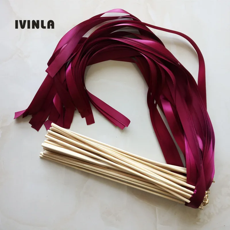 50 шт./лот винные свадебные ленты палочки с золотой лента колокольчиком