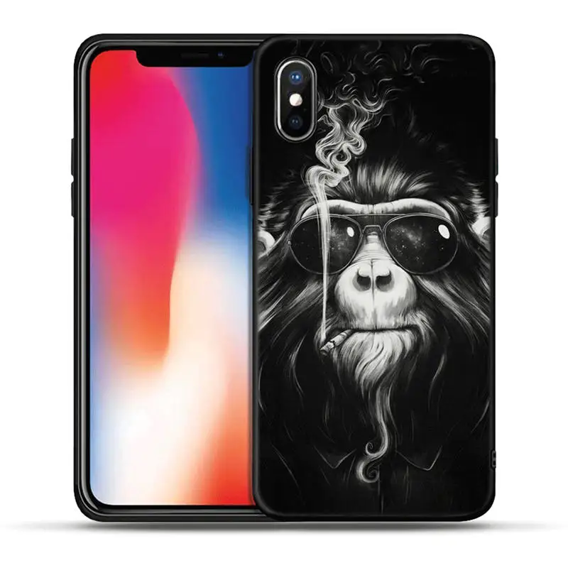 Крутой лев тигр Обезьяна Животное черный чехол ТПУ для iPhone X XR XS Max 8 7 6 6S Plus 5 5S SE Силиконовая задняя крышка Coque Fundas Etui - Цвет: H1249