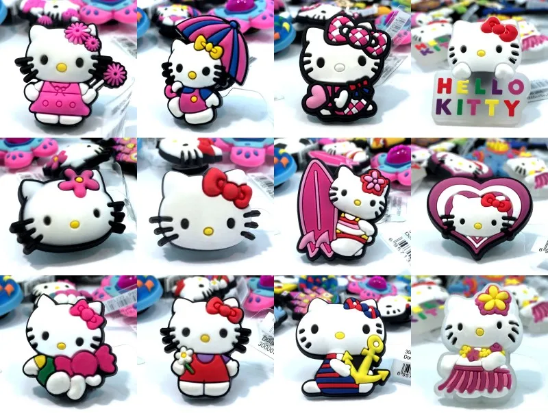 kitty mix10pcs 10 шт. высокое имитация обуви очаровательные Микки Мстители КИТ кролик Doc Mcstuffins обувь пряжки подходят браслеты Croc jibz подарок для детей - Цвет: kitty mix10pcs